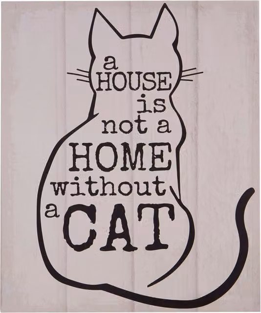 Maison by Premier Madera Cat Wood Wall Plaque in Beige, Black and White