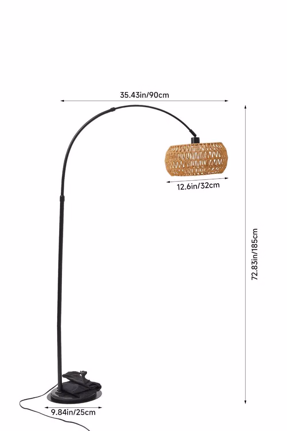 Living and Home Boho Rattan Floor Lamp in Beige and Natural – 3