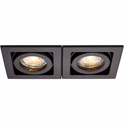 Loops Twin Adjustable Recessed Boxed Downlight in Black Aluminium, Dimmable GU10 LED Ceiling Light – 1