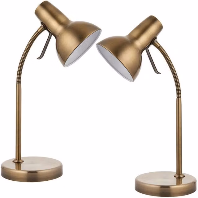 Loops 2 Pack Adjustable Neck USB Metal Desk Lamp in Satin Nickel