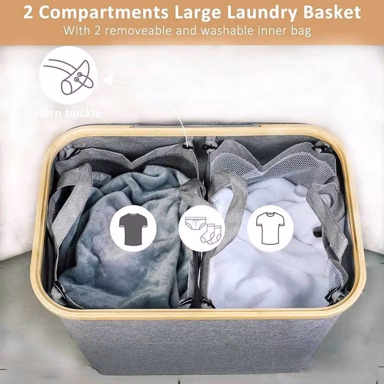 PAWNORA Grey Collapsible Fabric Laundry Hamper with Lid