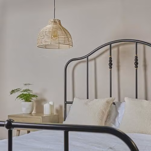 MiniSun Modern Beige Rattan Wicker Basket Style Ceiling Light Shade, Shade Width: 31 cm – 3
