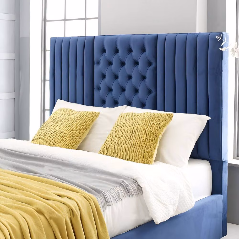 Paradise Beds Ltd Dream Flex Double Bed Set in Blue Velvet, W/D/H: 140 x 200 cm – 2