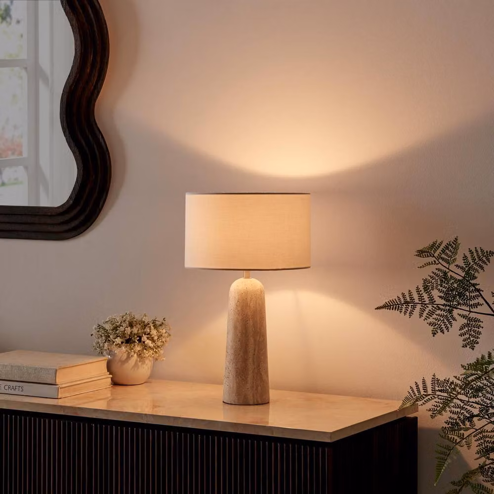 FurnitureboxUK Teresia Travertine Stone Table Lamp in Beige – 2