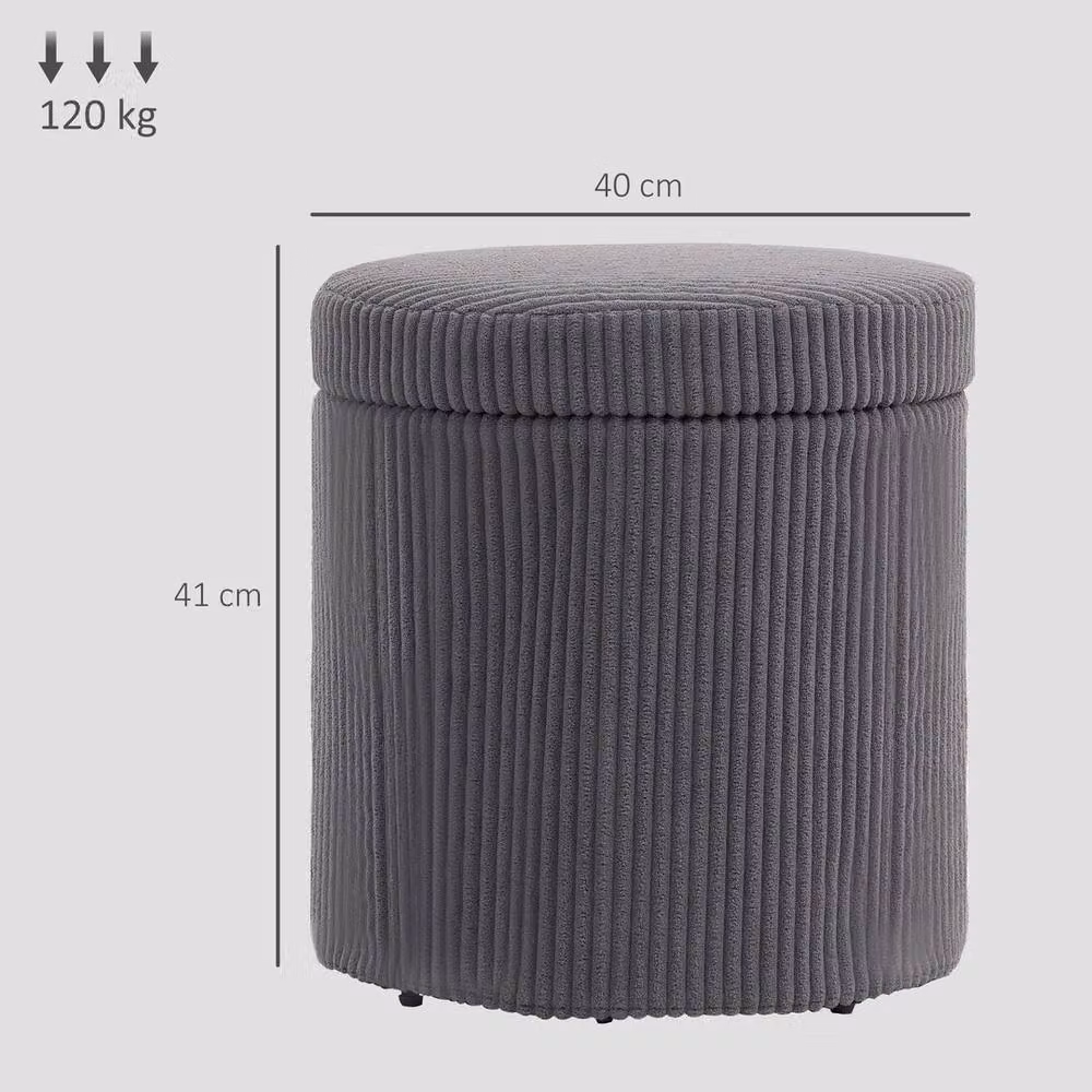 SPETLEK Round Storage Ottoman with Lid in Grey – 2