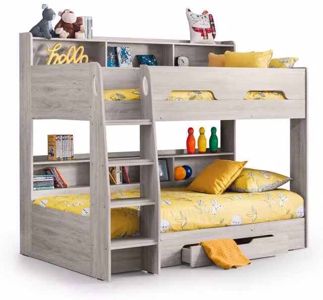 Cheshire Ironwood Grey Oak Single Bunkbed with Drawers W/D/H: 90 x 200 cm