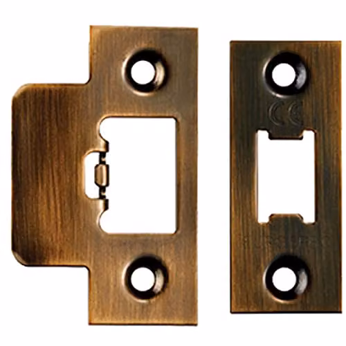 Loops Forend Strike and Fixing Pack for Tubular Latches in Antique Brass