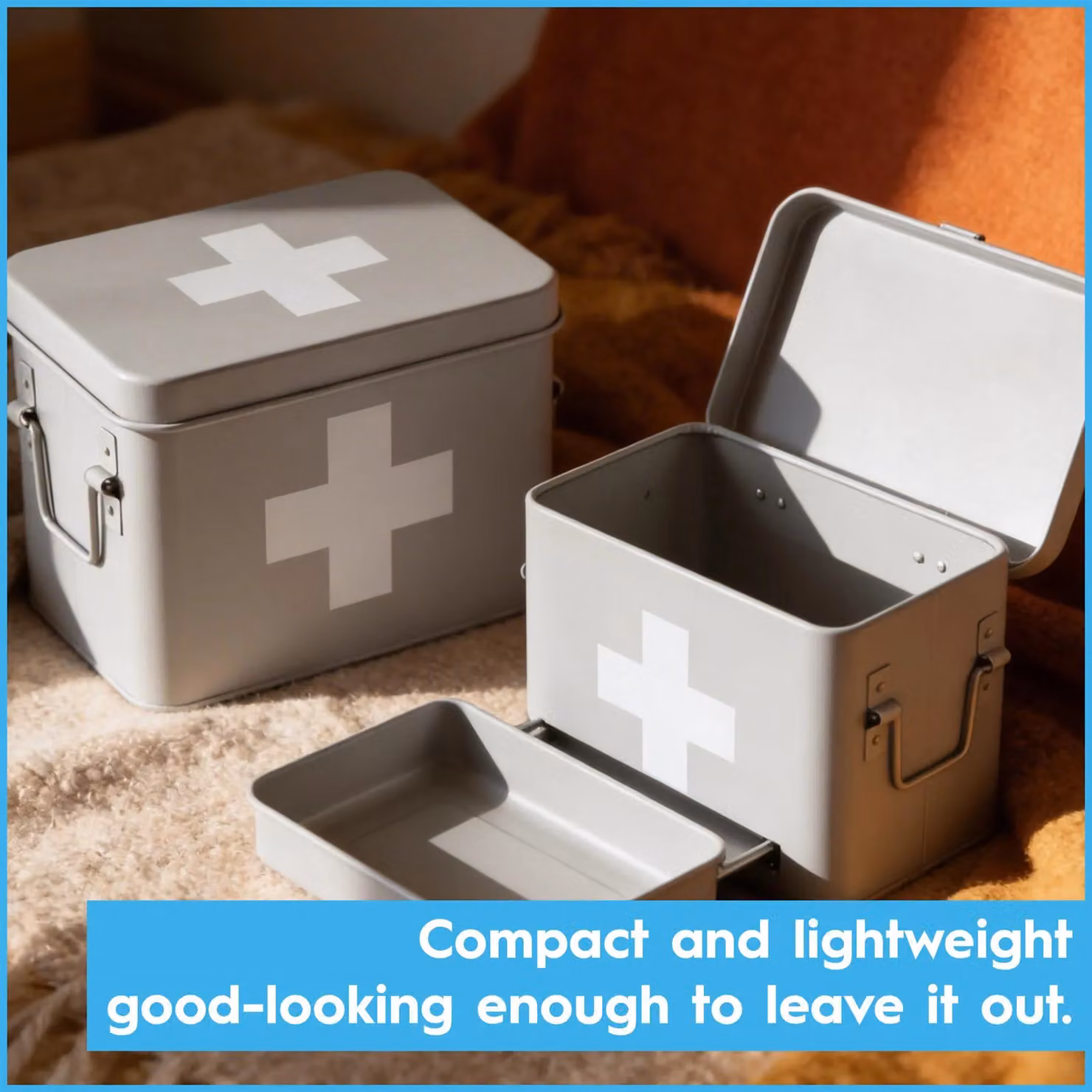 Harbour Housewares Vintage Metal First Aid Box in Grey with Lid and Handles – 5