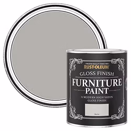 Rust-Oleum Mocha Grey Gloss Water-Based Furniture and Skirting Board Paint, 0.75 l – 1