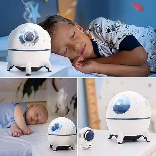 Rio Spaceship Explorer Childrens Essential Oil Diffuser, Humidifier and Night Light in White and Multicolour – 2