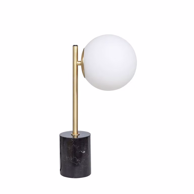 Dôme Deco MARCONI Modern Glass Table Lamp in White and Gold/Brass