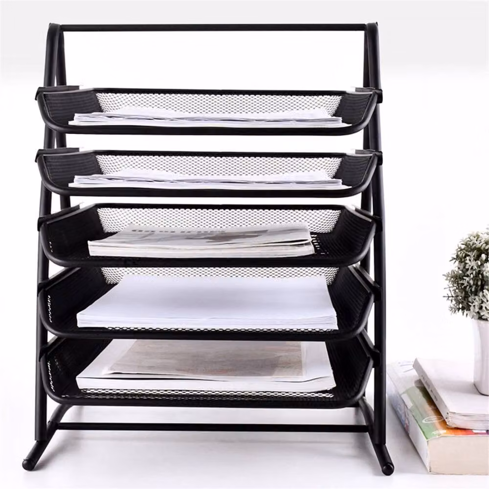 SPETLEK 5 Tier Wire Mesh A4 Document and Letter Filing Tray Holder in Black – 2