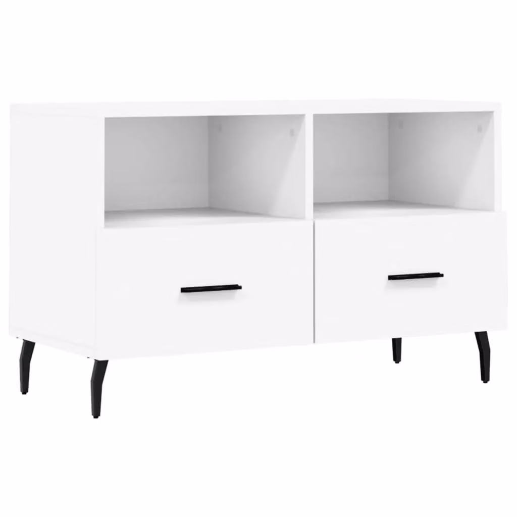 Berkfield Home Modern White TV Cabinet in Matt MDF and Metal, W/D/H: 80 x 36 x 50 cm – 2