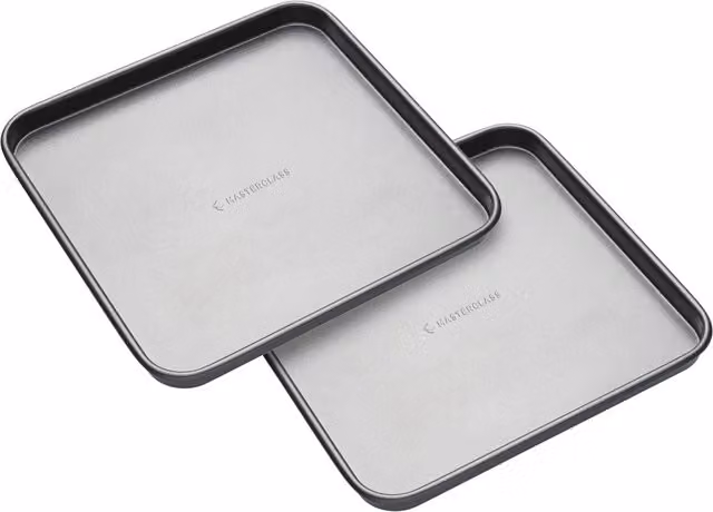 MasterClass Non-Stick Square Carbon Steel Baking Tray Set, Grey