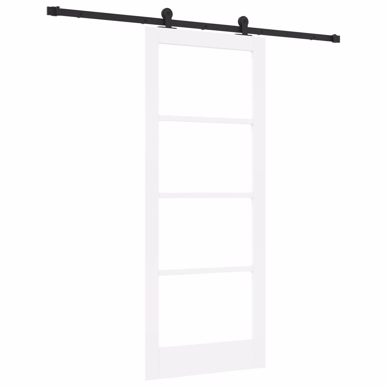 Berkfield Home Orkdal Modern Sliding Door with Hardware Set in White Lacquered Solid Wood and Glass, H: 202 cm x W: 83 cm – 2