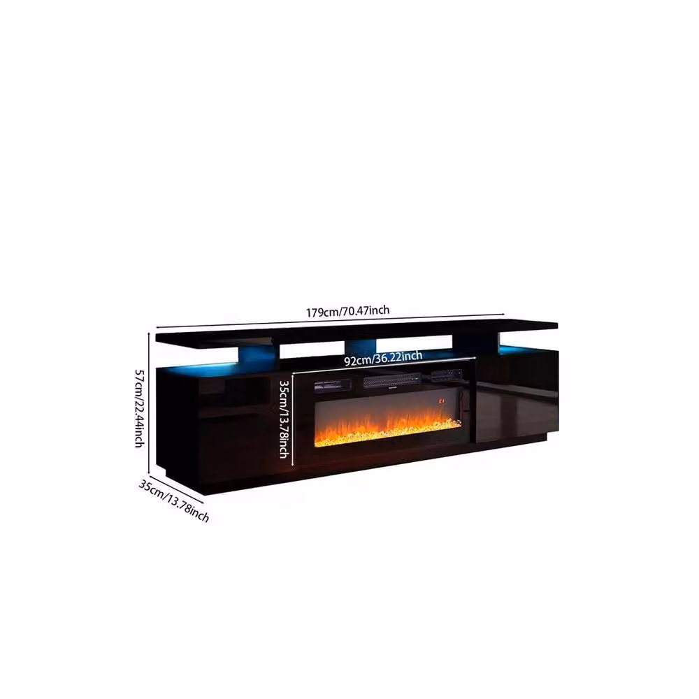 FORGEVIO Black Modern 70inch Glossy TV Stand Cabinet Unit – 2