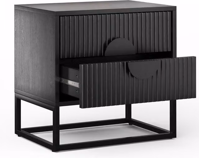 MMT Furniture Designs Mid-Century Black Matt Metal and Wood Freestanding Bedroom Furniture