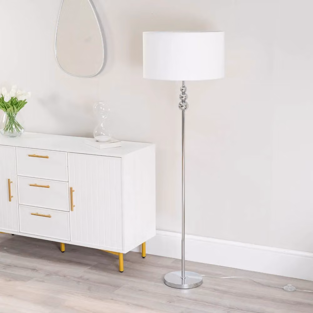 ValueLights Marissa Modern Stacked Ball Freestanding Floor Lamp Base in Silver and Chrome – 2