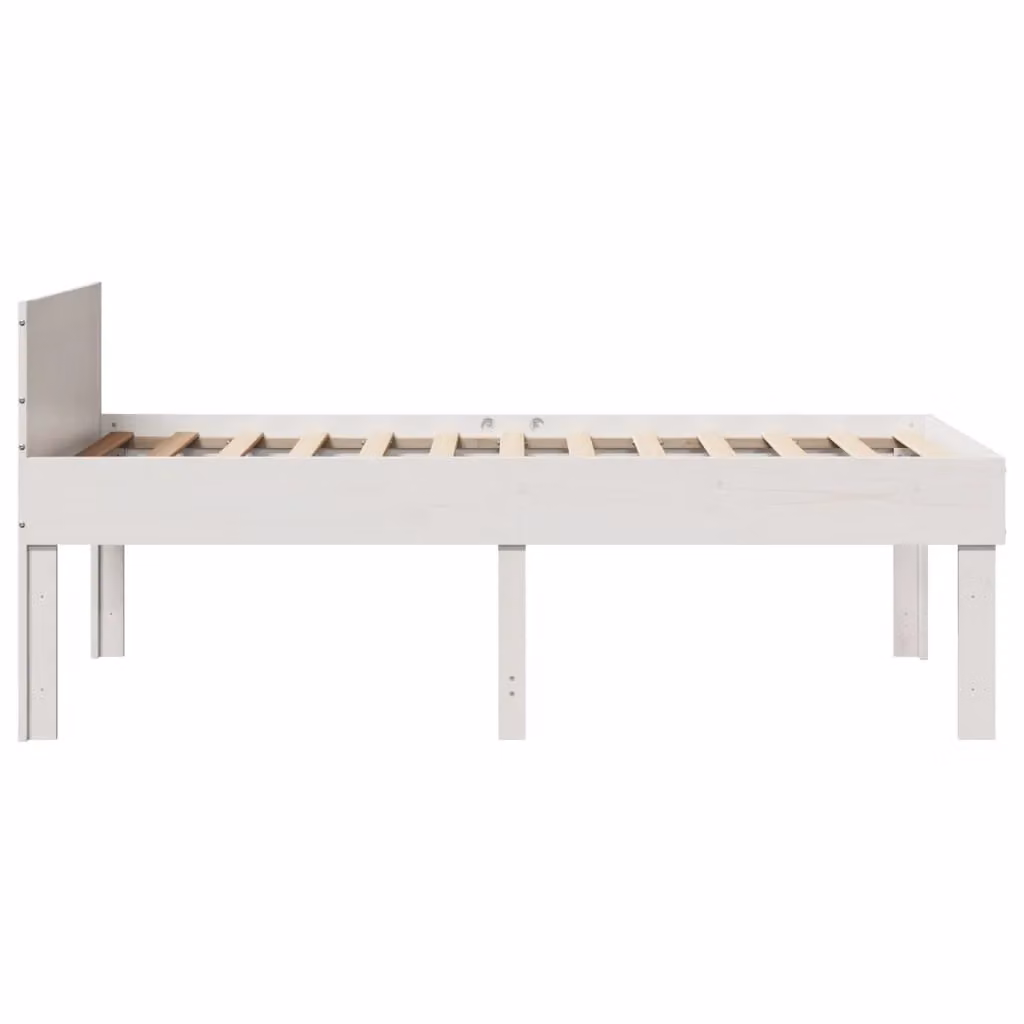 Berkfield Home Single Solid Wood Pine Bed Frame in White, W/D/H: 90 x 190 cm – 2