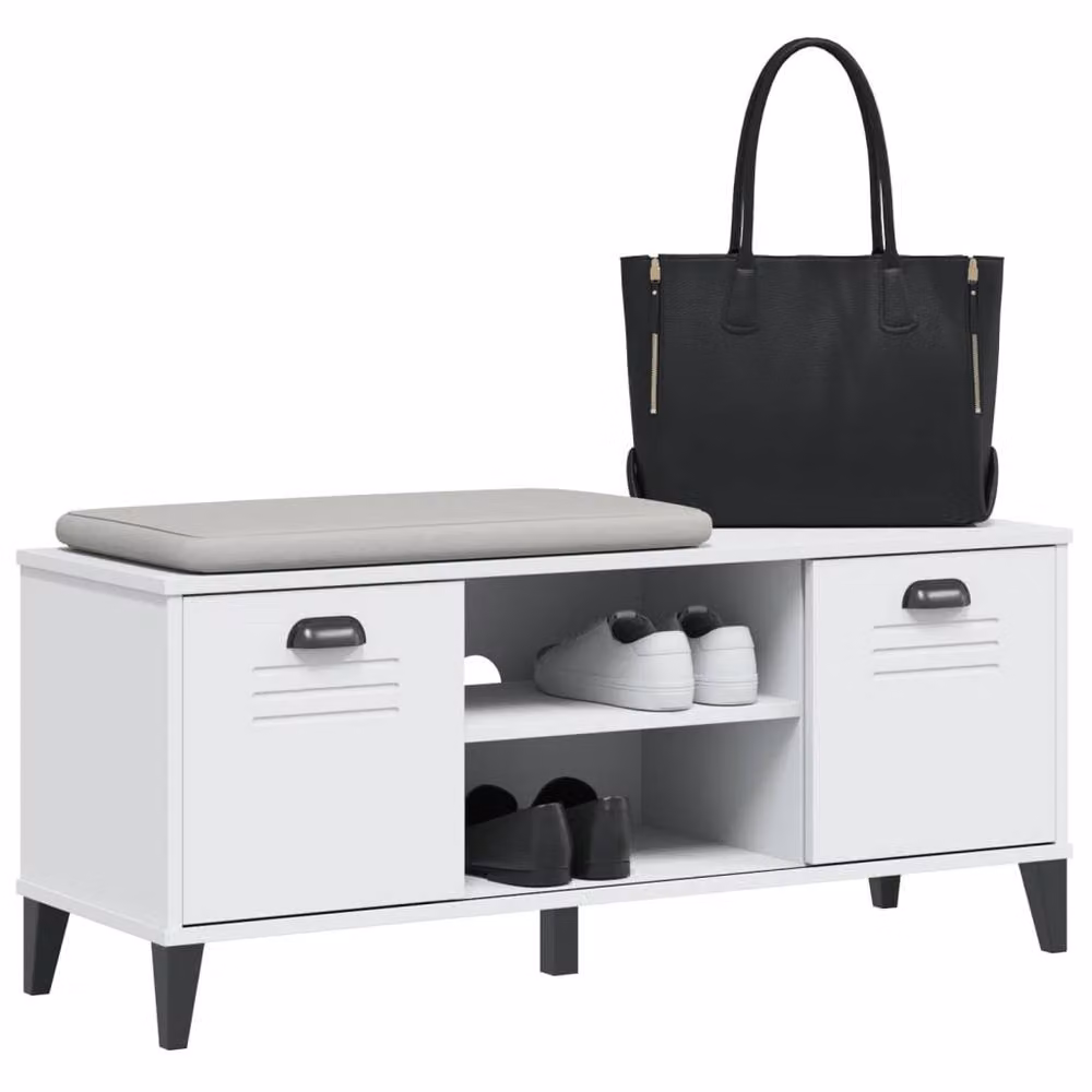 Berkfield Home VIKEN Shoe Bench in White, W/D/H: 106 x 35 x 45 cm – 3