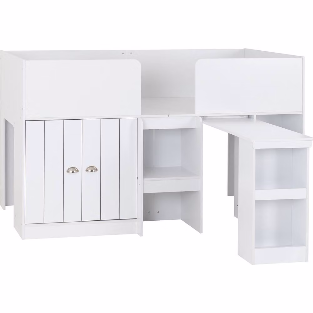 Seconique Orlando Mid Height Cabin Study Bunk Bed Frame in White – 2