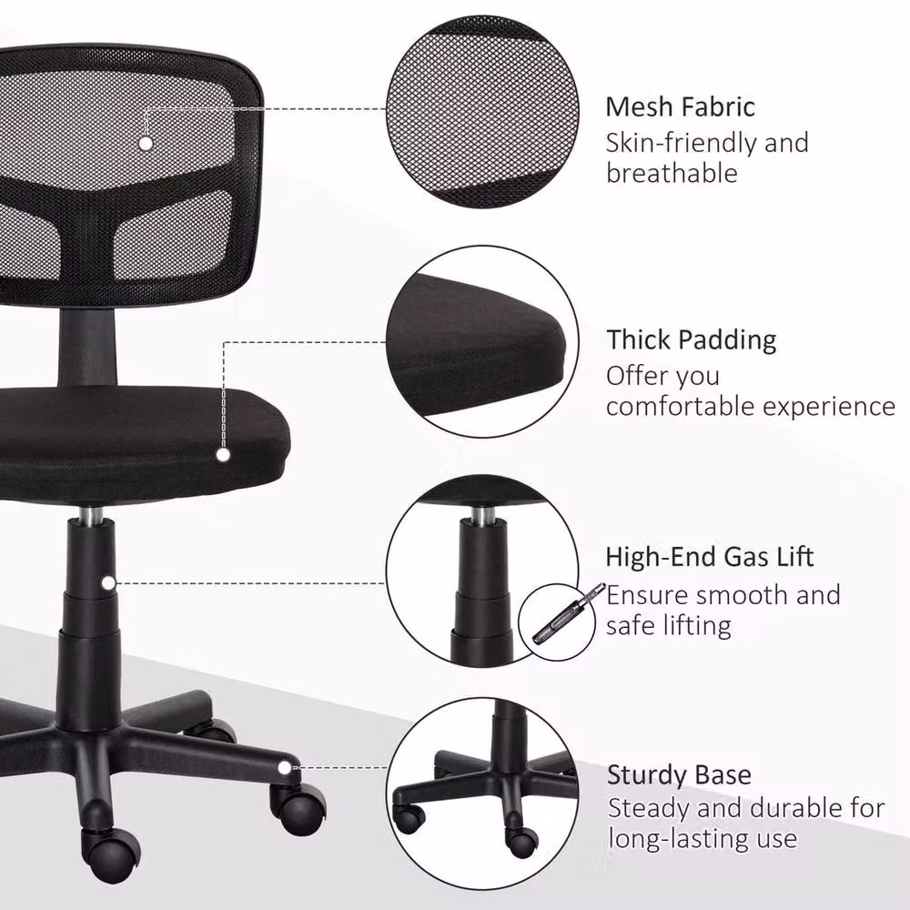 NESTLUNE Ergonomic Small Swivel Mesh Desk Chair in Black – 4