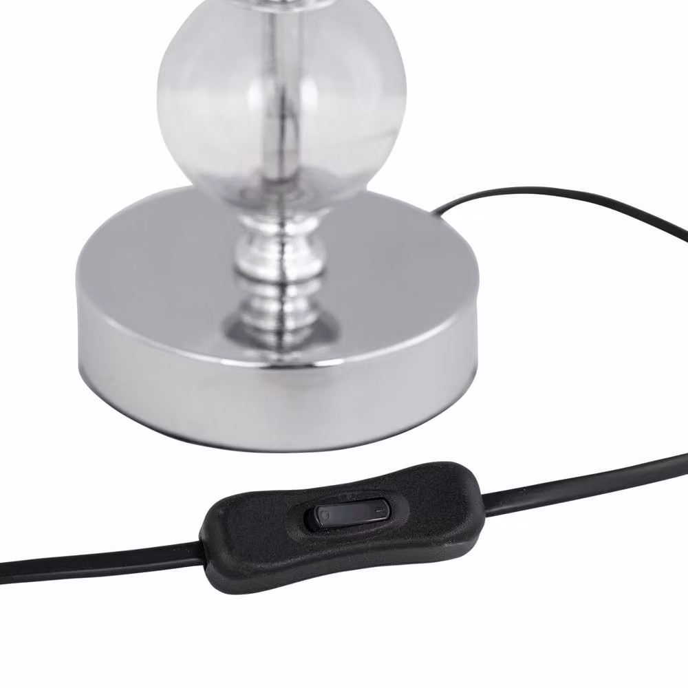 First Choice Lighting Chrome Two Ball Table Lamp with Burgundy Fabric Shade in Silver – 4