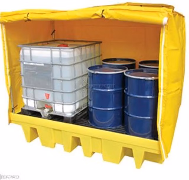 SERPRO Twin IBC Containment Bund with Framed Cover, Yellow