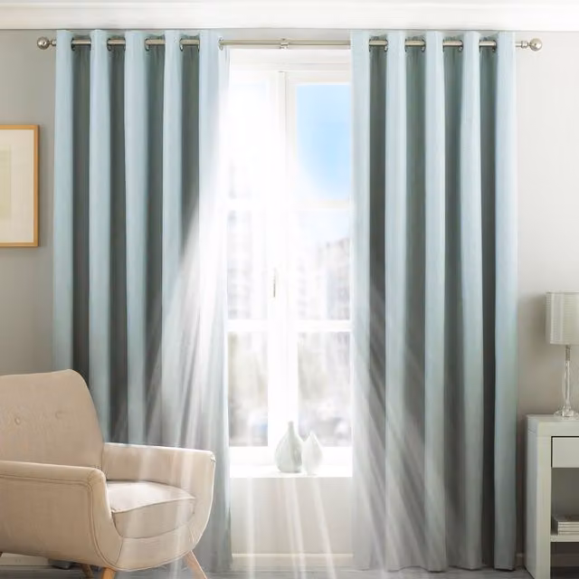 Essentials Twilight Thermal Blackout Eyelet Curtains in Blue, Width: 229 cm, Drop: 229 cm