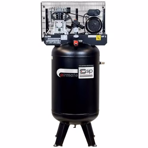 SIP Airmate VN3/150-SB Vertical Belt Drive Air Compressor, Black, 150L, 2.2kW, 145psi/10 Bar – 1