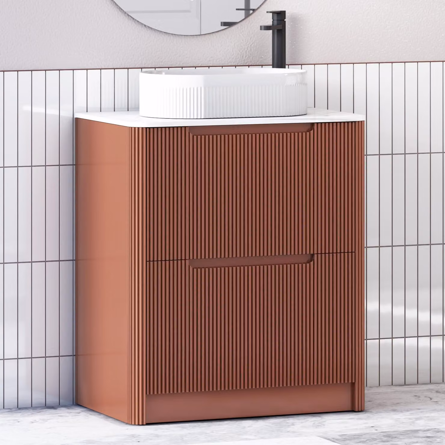 Royal Bathrooms Avenza 800mm Terracotta Clay Floor Standing 2 Drawer Vanity Unit with Lyon Basin