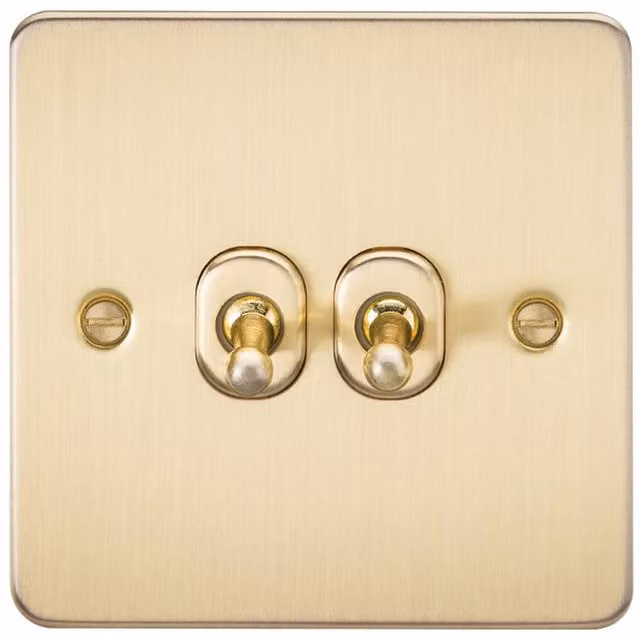 Knightsbridge Flat Plate 2-Way Toggle Switch in Brushed Brass