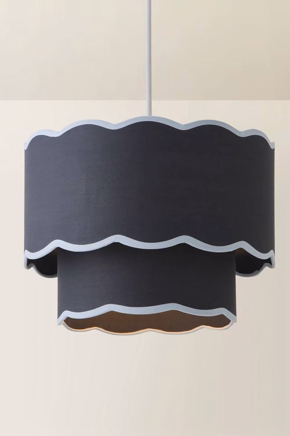 ValueLights Sloane Two-Tier Scallop Edge Easy Fit Ceiling Lamp Shade in Blue, Diameter: 35 cm – 2