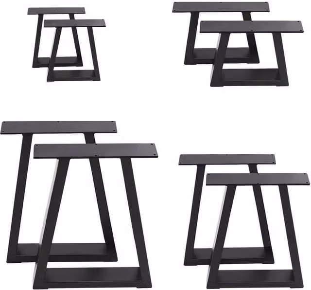 Kelvenix 2x Heavy Duty Industrial Metal Legs, Black, W: 7 cm, D: 70 cm, H: 90 cm