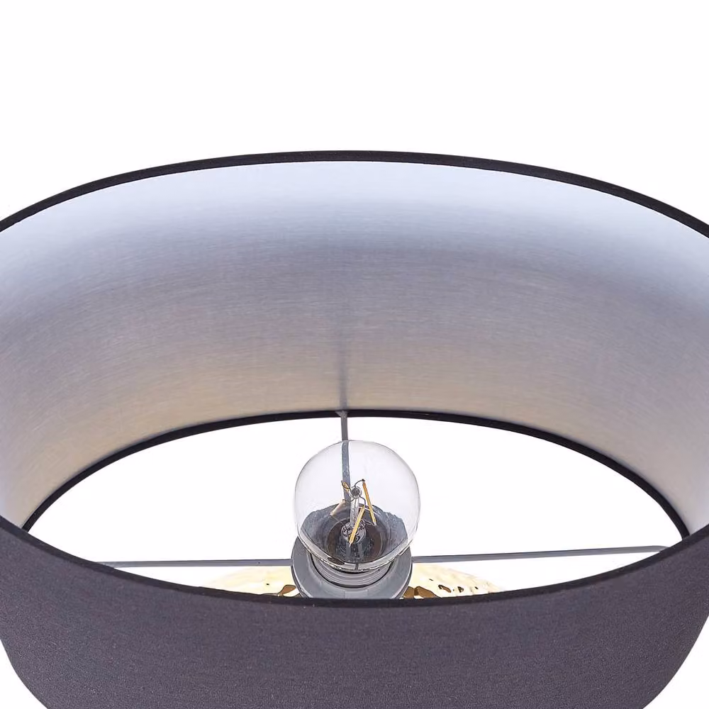 Wyld and Coco Gold Ceramic Table Lamp with Fabric Shade – 6