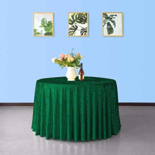 Trimming Shop Round Crushed Velvet Tablecloth in Green, Diameter: 274 cm