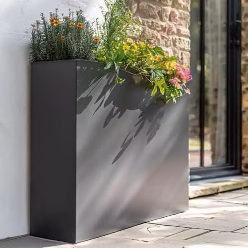Access Garden Products Galvanised Steel Trough Planter, Grey, W: 25 cm, D: 80 cm, H: 60 cm