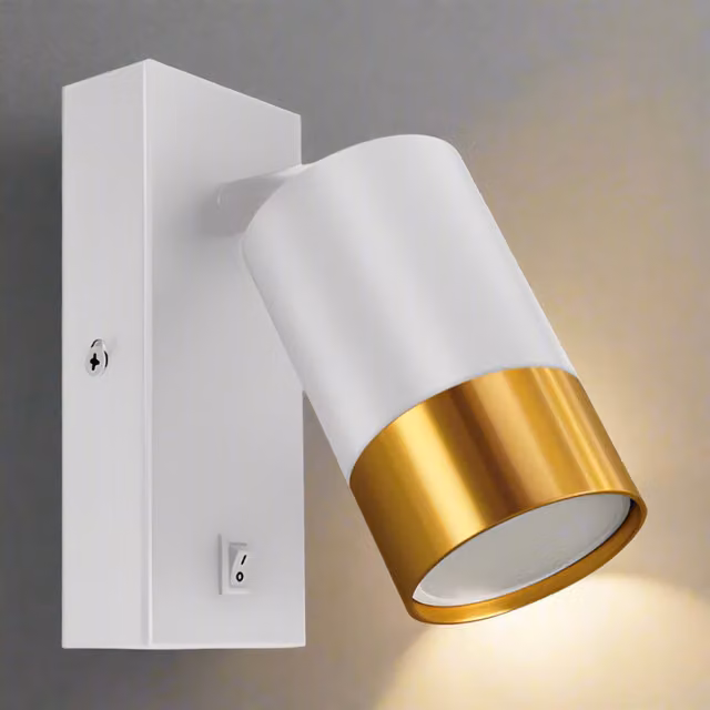 CGC PUZON Adjustable Single Spotlight Wall Light with Rocker Switch in White Aluminium