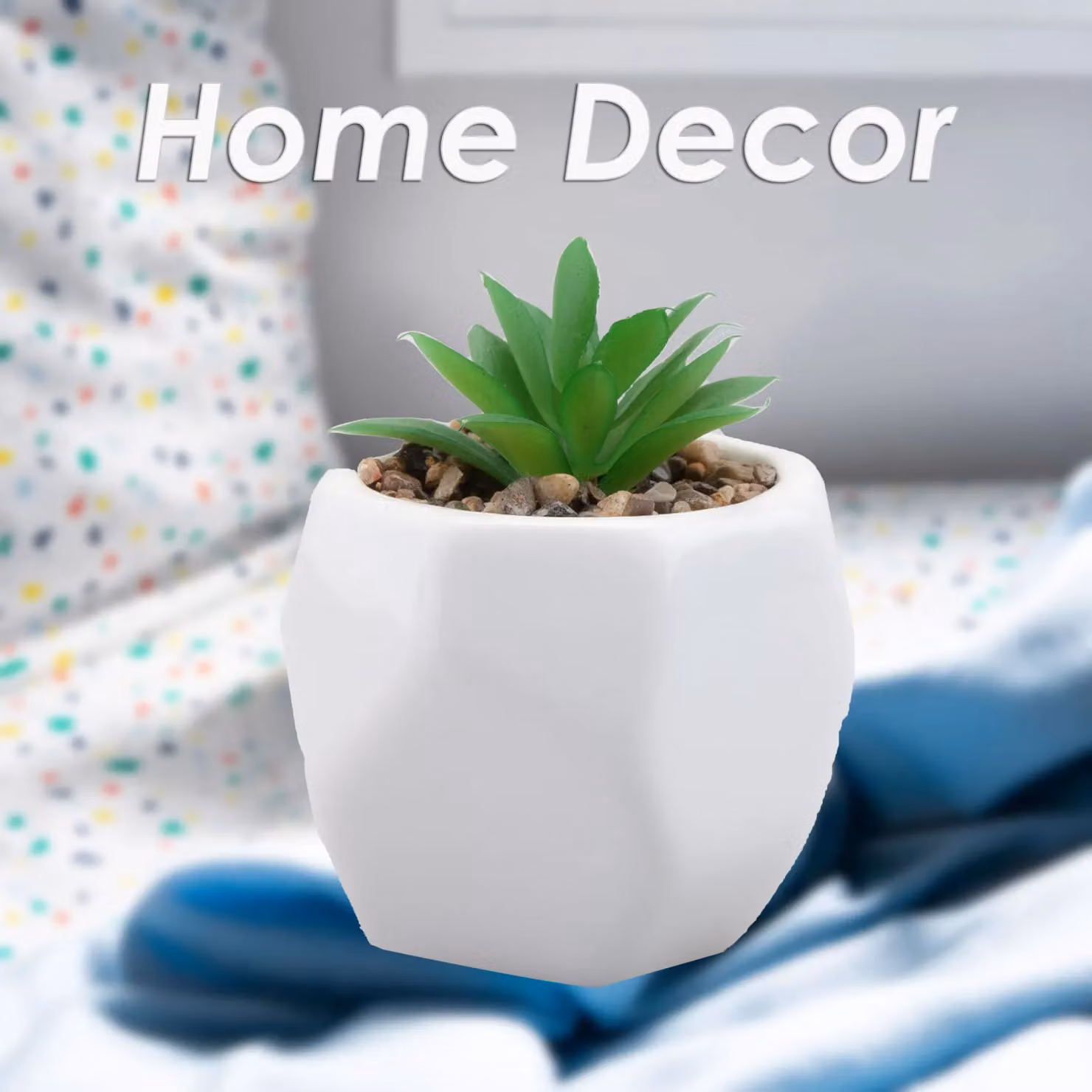 VFM e-Store Small Artificial Succulent Potted Plant in White Plastic, Height: 12.1 cm – 2
