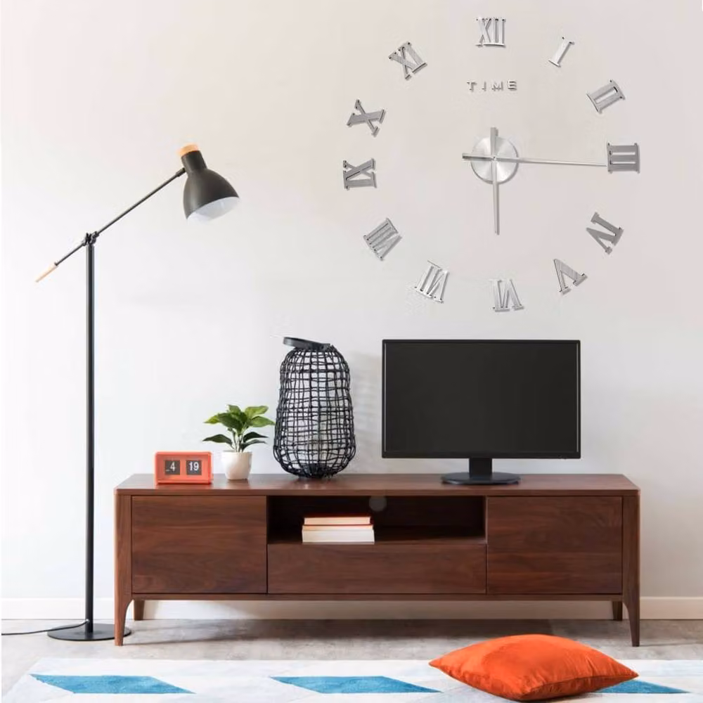 Berkfield Home Modern 3D Geometric Silver Metal Wall Clock, 100 cm Diameter – 2