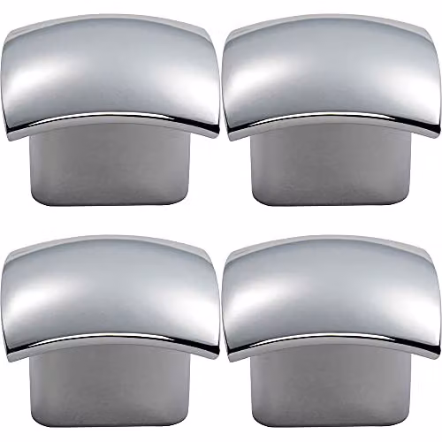 Loops 4 Pack Convex Face Cupboard Door Knobs in Polished Chrome, W: 33 mm, D: 30.5 mm