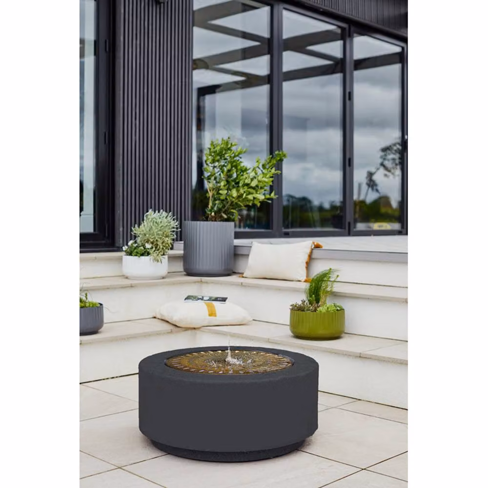 Ivyline Solis Large Metal Water Feature Fountain in Anthracite and Copper, W/D/H: 70 x 70 x 30 cm – 2