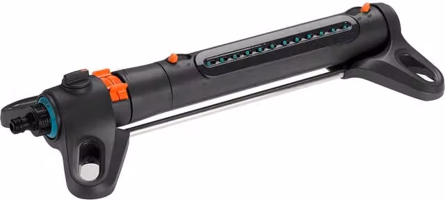 Gardena AquaZoom S Oscillating Rectangular Sprinkler in Black, Turquoise and Orange with Metal Filter – 1