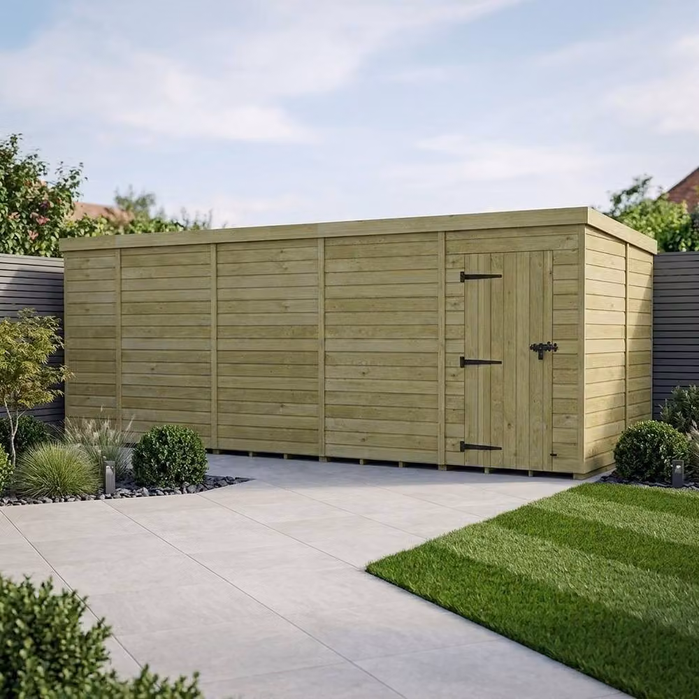 Buttercup Farm Pent Garden Shed in Brown Timber with Single Door – 2