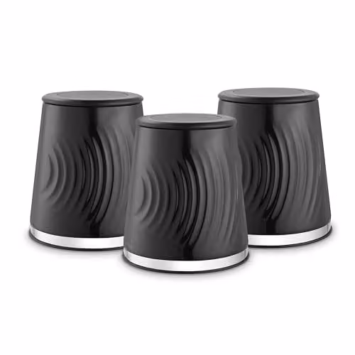 Tower Sonar Set of 3 Airtight and Leakproof Plastic Canisters, 1.3 l, Black – 1