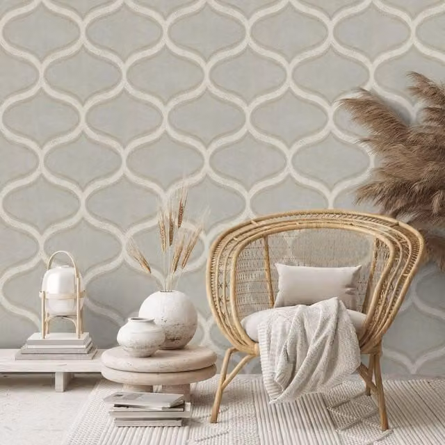 Prestigious Textiles Geometric Abstract Wallpaper in Green and Gold