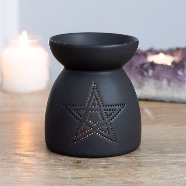 Something Different Black Ceramic Pentagram Tealight Oil Burner