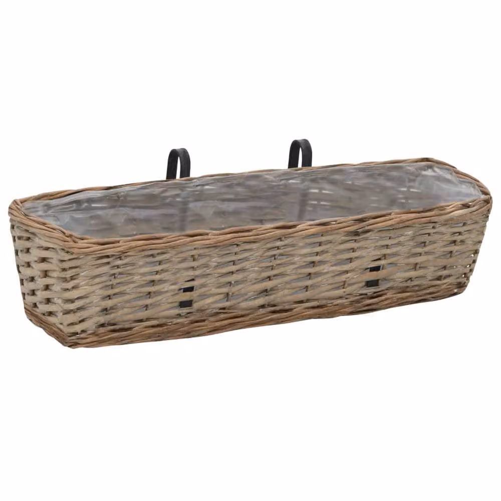 Berkfield Home Wicker Balcony Planter with PE Lining, 2 Pack, Brown, 60 cm – 2
