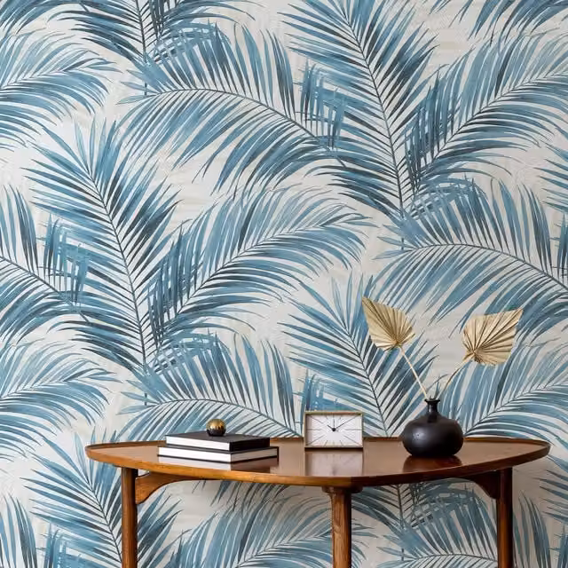 Erismann Calvado Blue Botanical Floral Vinyl Wallpaper Roll