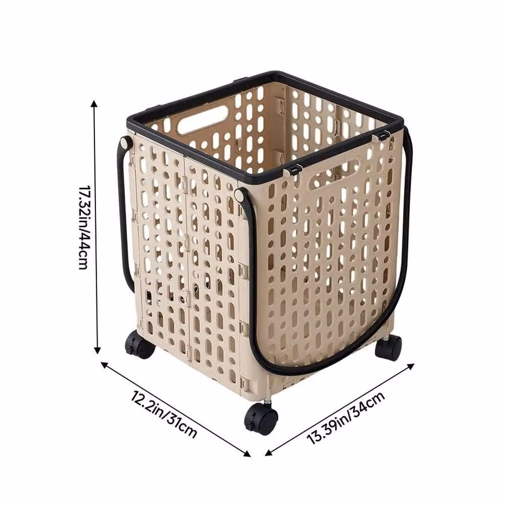 FORGEVIO XL Large 34L Collapsible Rolling Laundry Basket in Beige – 2
